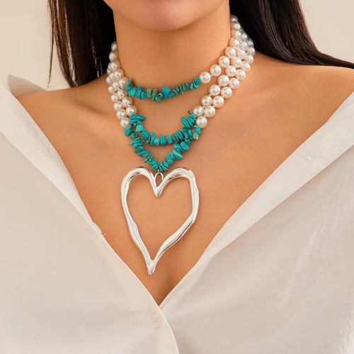 💎 CORAZÓN DE PERLAS | Collar Triple Capa