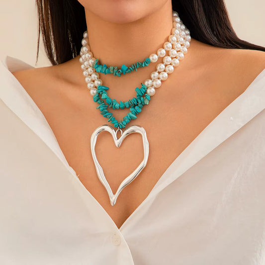 💎 CORAZÓN DE PERLAS | Collar Triple Capa